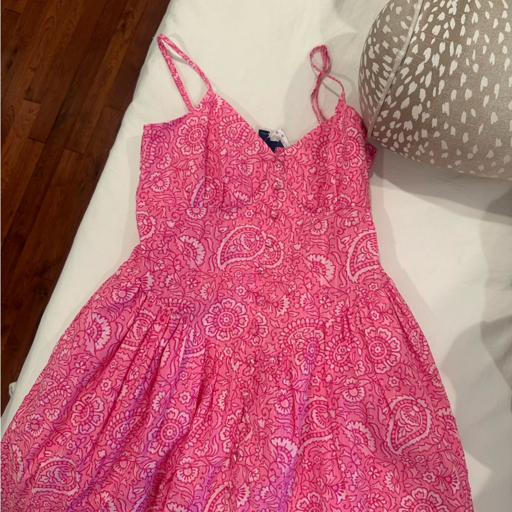 Roller Rabbit x Target Pink Paisley Floral Drop waist midi dresss size XS NWT